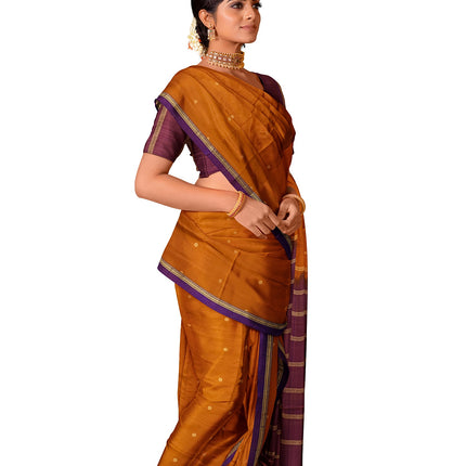 Pure Kanchipuram Silk 9 Yards Madisar Saree - Pottu Butta Design with Small Border