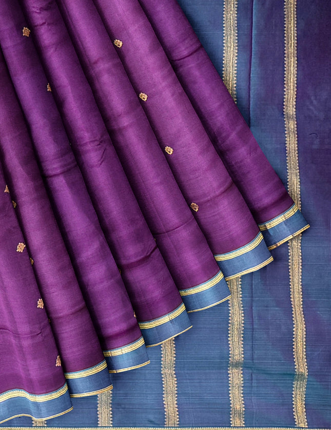 Pure Kanchipuram Silk 9 Yards Madisar Saree - Pottu Butta Design with Small Border
