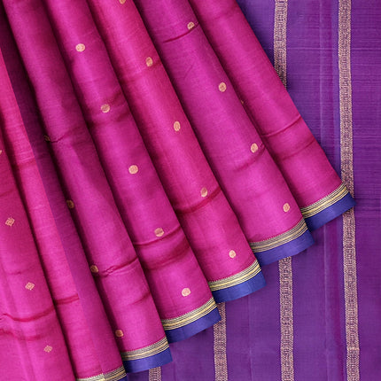 Pure Kanchipuram Silk 9 Yards Madisar Saree - Pottu Butta Design with Small Border