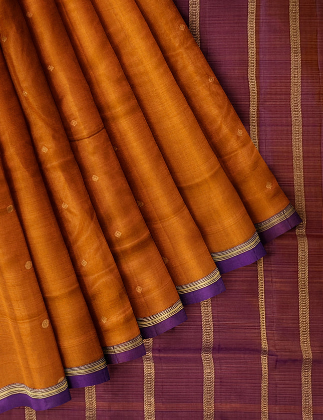 Pure Kanchipuram Silk 9 Yards Madisar Saree - Pottu Butta Design with Small Border