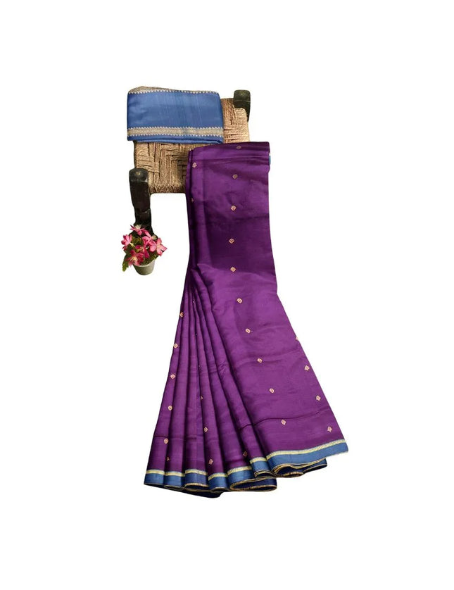 Pure Kanchipuram Silk 9 Yards Madisar Saree - Pottu Butta Design with Small Border