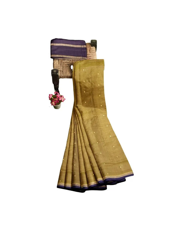 Pure Kanchipuram Silk 9 Yards Madisar Saree - Pottu Butta Design with Small Border
