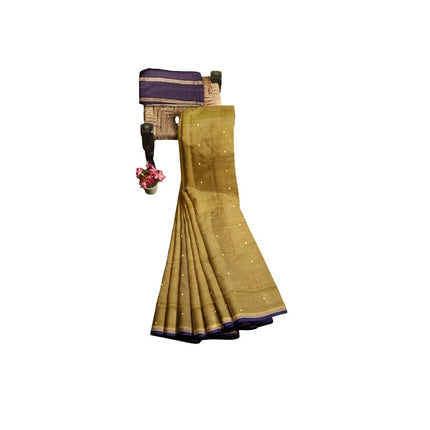 Pure Kanchipuram Silk 9 Yards Madisar Saree - Pottu Butta Design with Small Border