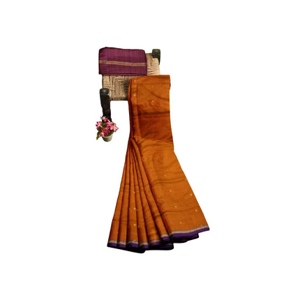 Pure Kanchipuram Silk 9 Yards Madisar Saree - Pottu Butta Design with Small Border