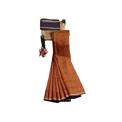 Pure Kanchipuram Silk 9 Yards Madisar Saree - Pottu Butta Design with Small Border