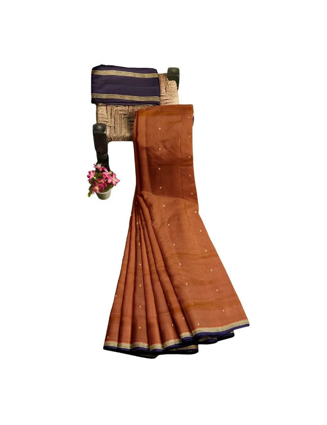Pure Kanchipuram Silk 9 Yards Madisar Saree - Pottu Butta Design with Small Border