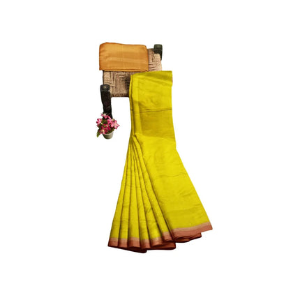 Pure Kanchipuram Silk 9 Yards Madisar Saree - Pottu Butta Design with Small Border