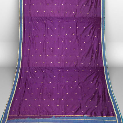 Pure Kanchipuram Silk 9 Yards Madisar Saree - Pottu Butta Design with Small Border