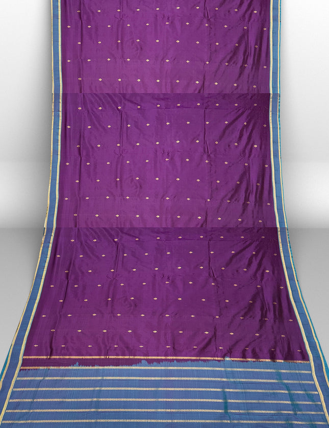Pure Kanchipuram Silk 9 Yards Madisar Saree - Pottu Butta Design with Small Border