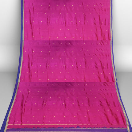 Pure Kanchipuram Silk 9 Yards Madisar Saree - Pottu Butta Design with Small Border