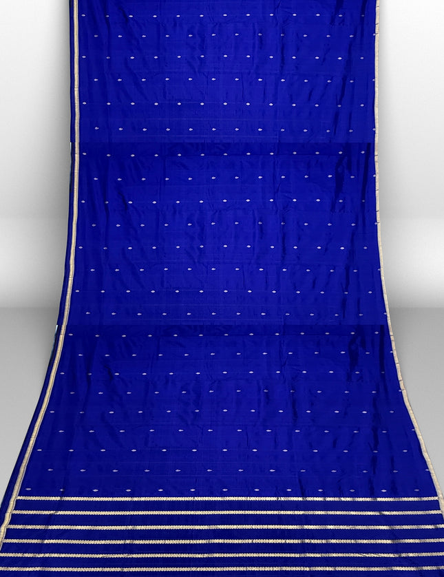 Pure Kanchipuram Silk 9 Yards Madisar Saree - Pottu Butta Design with Small Border