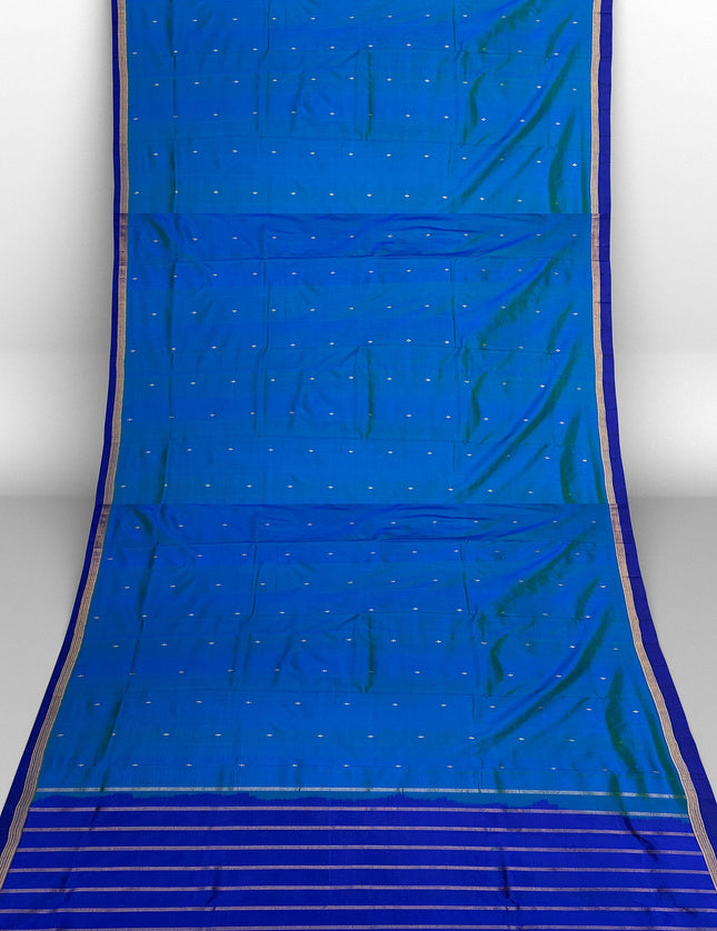 Pure Kanchipuram Silk 9 Yards Madisar Saree - Pottu Butta Design with Small Border