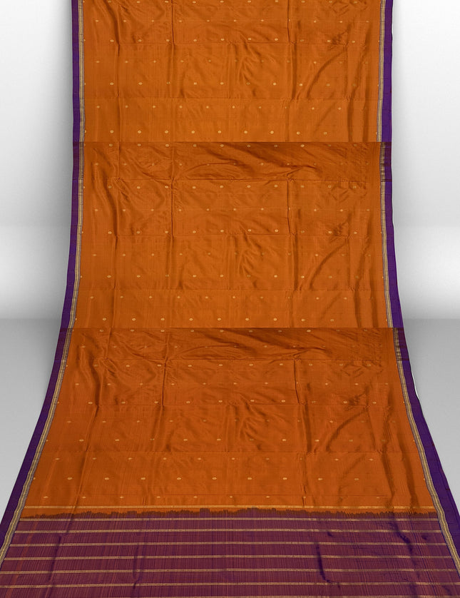 Pure Kanchipuram Silk 9 Yards Madisar Saree - Pottu Butta Design with Small Border