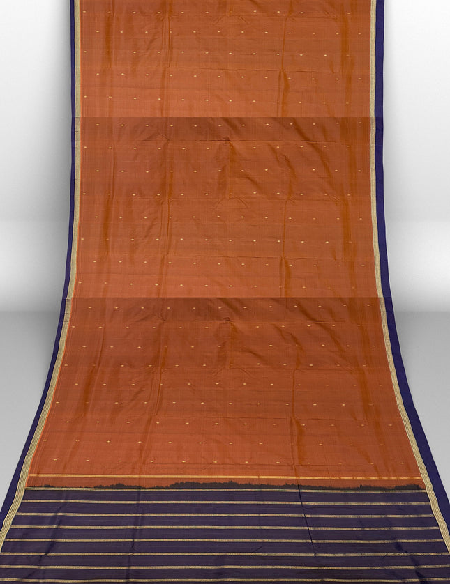 Pure Kanchipuram Silk 9 Yards Madisar Saree - Pottu Butta Design with Small Border