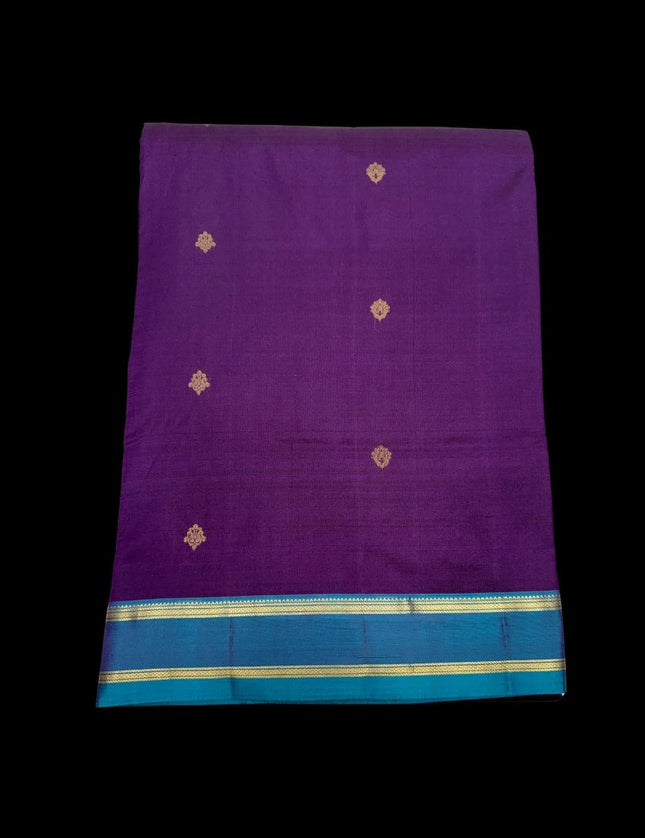Pure Kanchipuram Silk 9 Yards Madisar Saree - Pottu Butta Design with Small Border