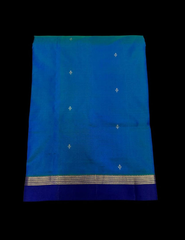 Pure Kanchipuram Silk 9 Yards Madisar Saree - Pottu Butta Design with Small Border