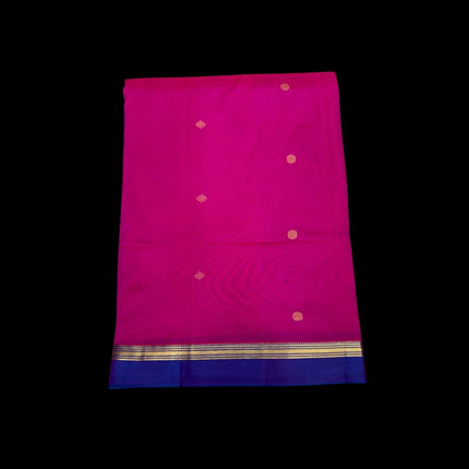 Pure Kanchipuram Silk 9 Yards Madisar Saree - Pottu Butta Design with Small Border
