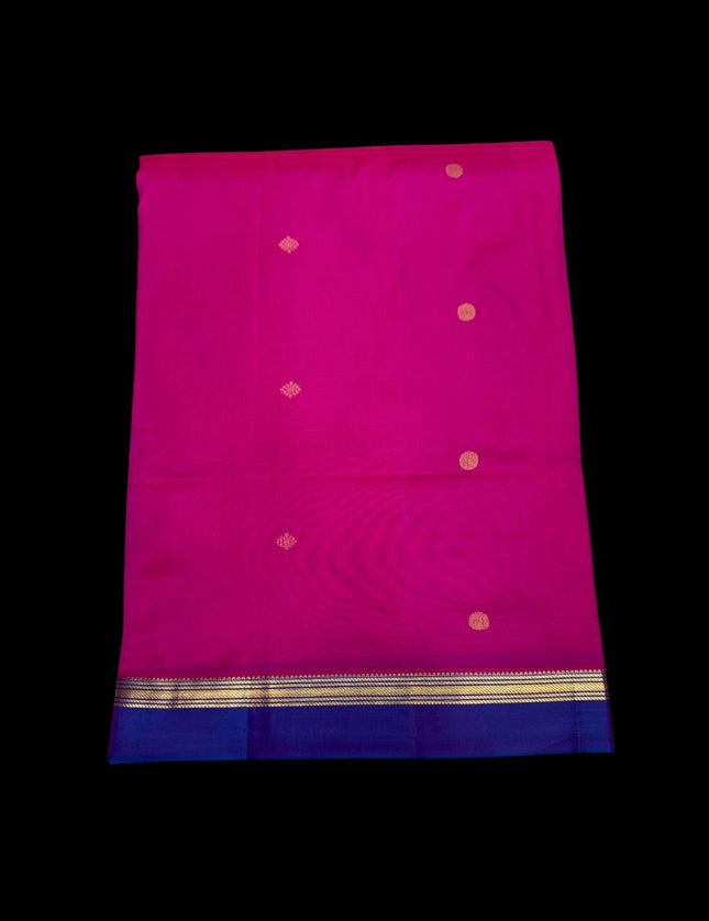 Pure Kanchipuram Silk 9 Yards Madisar Saree - Pottu Butta Design with Small Border