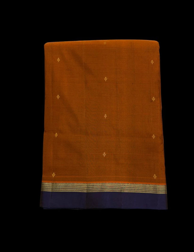 Pure Kanchipuram Silk 9 Yards Madisar Saree - Pottu Butta Design with Small Border