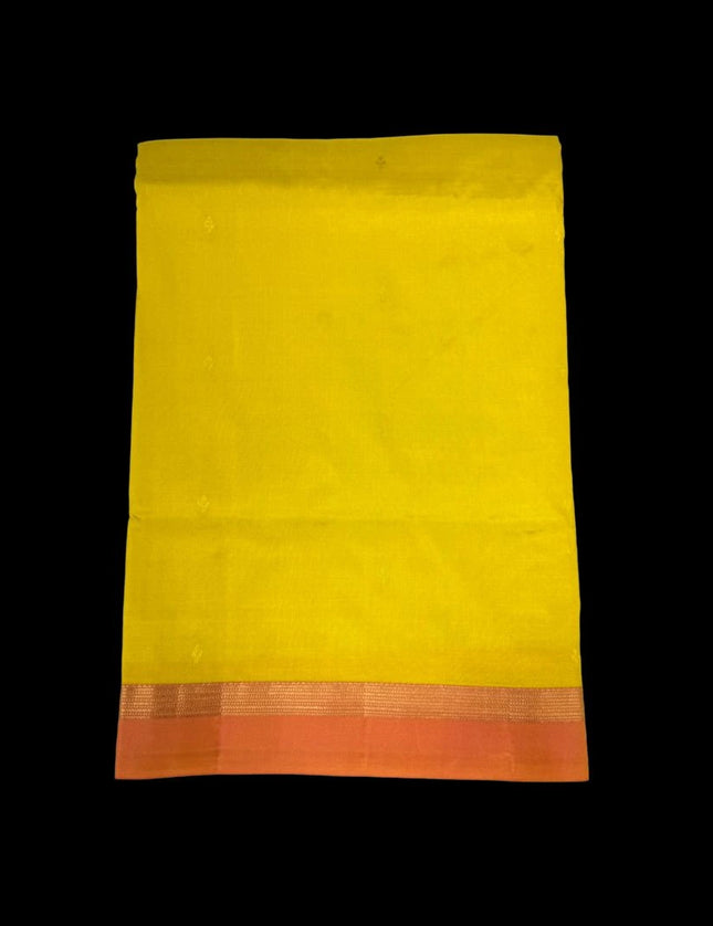 Pure Kanchipuram Silk 9 Yards Madisar Saree - Pottu Butta Design with Small Border