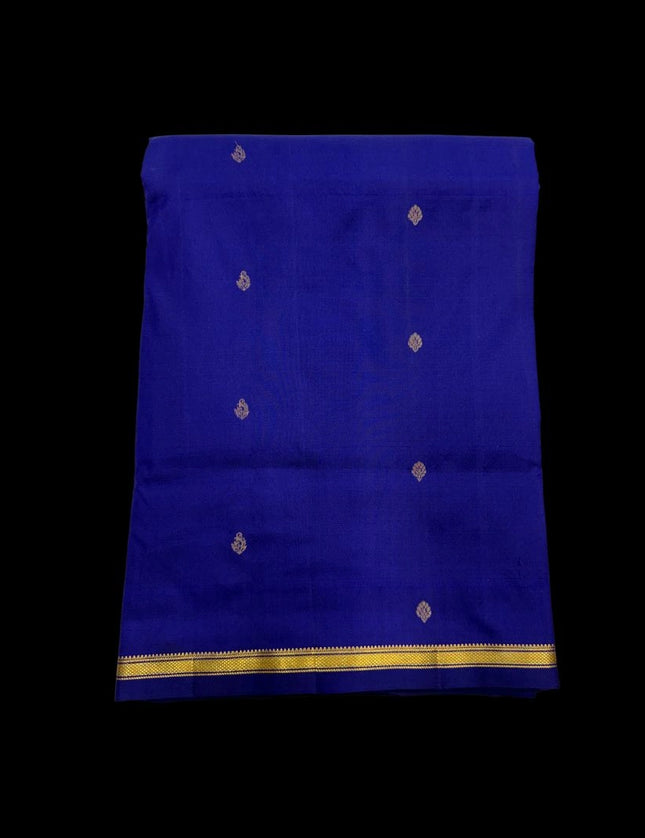 Pure Kanchipuram Silk 9 Yards Madisar Saree - Pottu Butta Design with Small Border