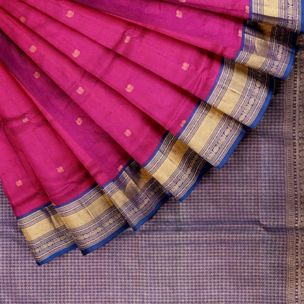 Pure Kanchipuram Silk 9 Yards Madisar Saree - Traditional Big Border & Rich Pallu