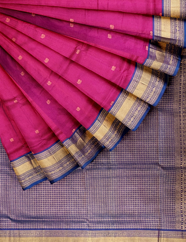 Pure Kanchipuram Silk 9 Yards Madisar Saree - Traditional Big Border & Rich Pallu