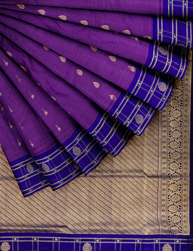 Pure Kanchipuram Silk 9 Yards Madisar Saree - Traditional Big Border & Rich Pallu