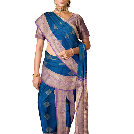 Pure Kanchipuram Silk 9 Yards Madisar Saree - Traditional Big Border & Rich Pallu