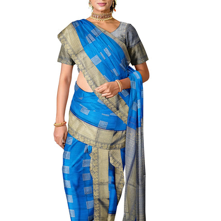 Pure Kanchipuram Silk 9 Yards Madisar Saree - Traditional Big Border & Rich Pallu