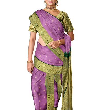 Pure Kanchipuram Silk 9 Yards Madisar Saree - Traditional Big Border & Rich Pallu