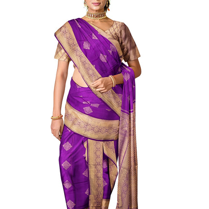 Pure Kanchipuram Silk 9 Yards Madisar Saree - Traditional Big Border & Rich Pallu