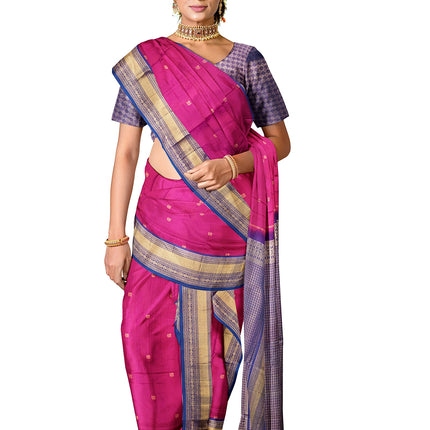 Pure Kanchipuram Silk 9 Yards Madisar Saree - Traditional Big Border & Rich Pallu