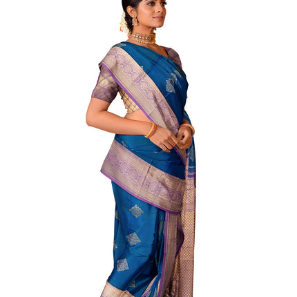 Pure Kanchipuram Silk 9 Yards Madisar Saree - Traditional Big Border & Rich Pallu