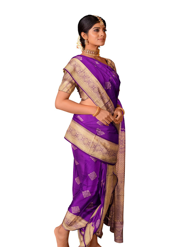 Pure Kanchipuram Silk 9 Yards Madisar Saree - Traditional Big Border & Rich Pallu