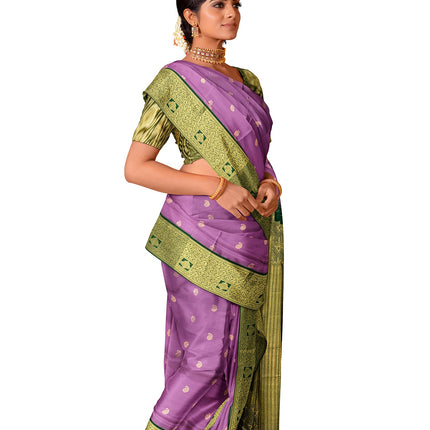 Pure Kanchipuram Silk 9 Yards Madisar Saree - Traditional Big Border & Rich Pallu
