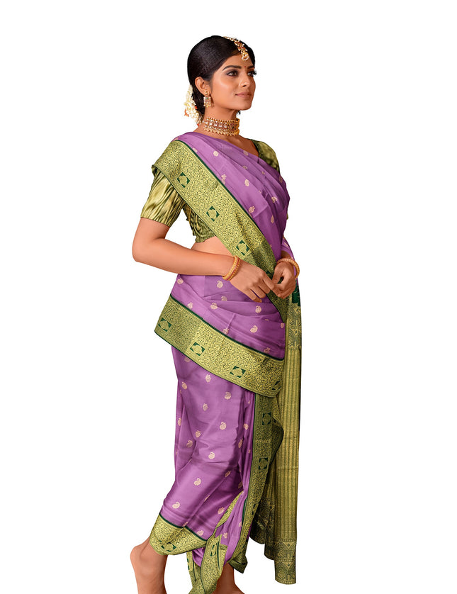 Pure Kanchipuram Silk 9 Yards Madisar Saree - Traditional Big Border & Rich Pallu