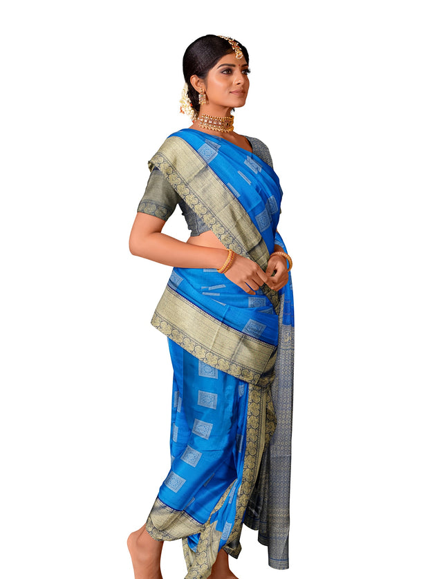 Pure Kanchipuram Silk 9 Yards Madisar Saree - Traditional Big Border & Rich Pallu