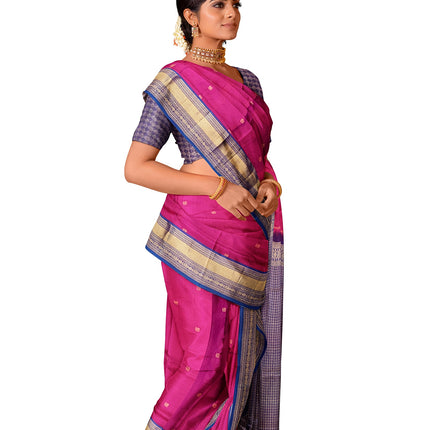 Pure Kanchipuram Silk 9 Yards Madisar Saree - Traditional Big Border & Rich Pallu