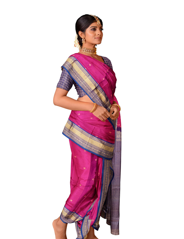Pure Kanchipuram Silk 9 Yards Madisar Saree - Traditional Big Border & Rich Pallu