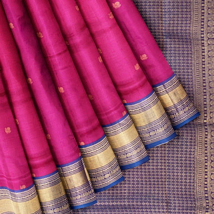 Pure Kanchipuram Silk 9 Yards Madisar Saree - Traditional Big Border & Rich Pallu
