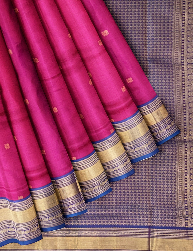 Pure Kanchipuram Silk 9 Yards Madisar Saree - Traditional Big Border & Rich Pallu