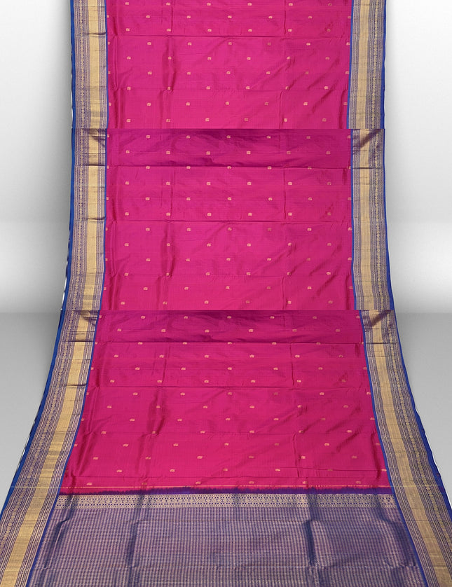 Pure Kanchipuram Silk 9 Yards Madisar Saree - Traditional Big Border & Rich Pallu