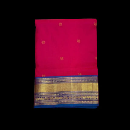 Pure Kanchipuram Silk 9 Yards Madisar Saree - Traditional Big Border & Rich Pallu