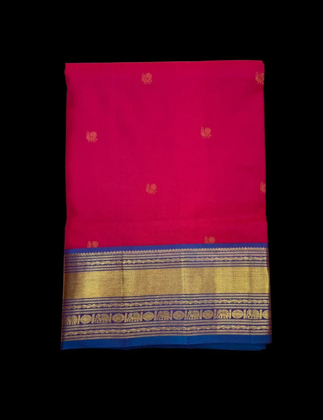 Pure Kanchipuram Silk 9 Yards Madisar Saree - Traditional Big Border & Rich Pallu
