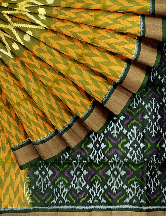 Pure Pochampally Silk Saree 6 Yards with Traditional Ikat Design