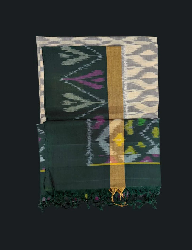Pure Pochampally Silk Saree 6 Yards with Traditional Ikat Design