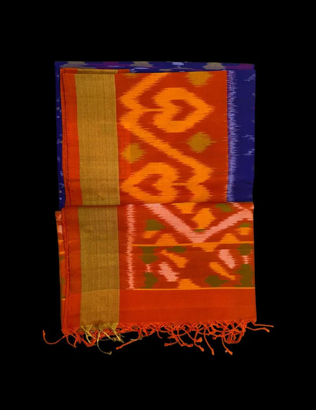 Pure Pochampally Silk Saree 6 Yards with Traditional Ikat Design