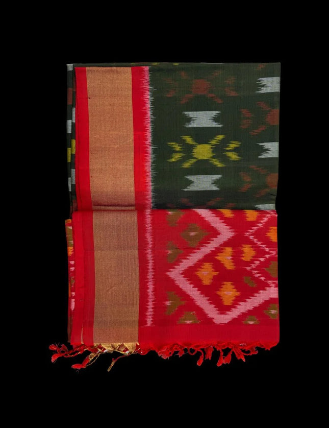 Pure Pochampally Silk Saree 6 Yards with Traditional Ikat Design
