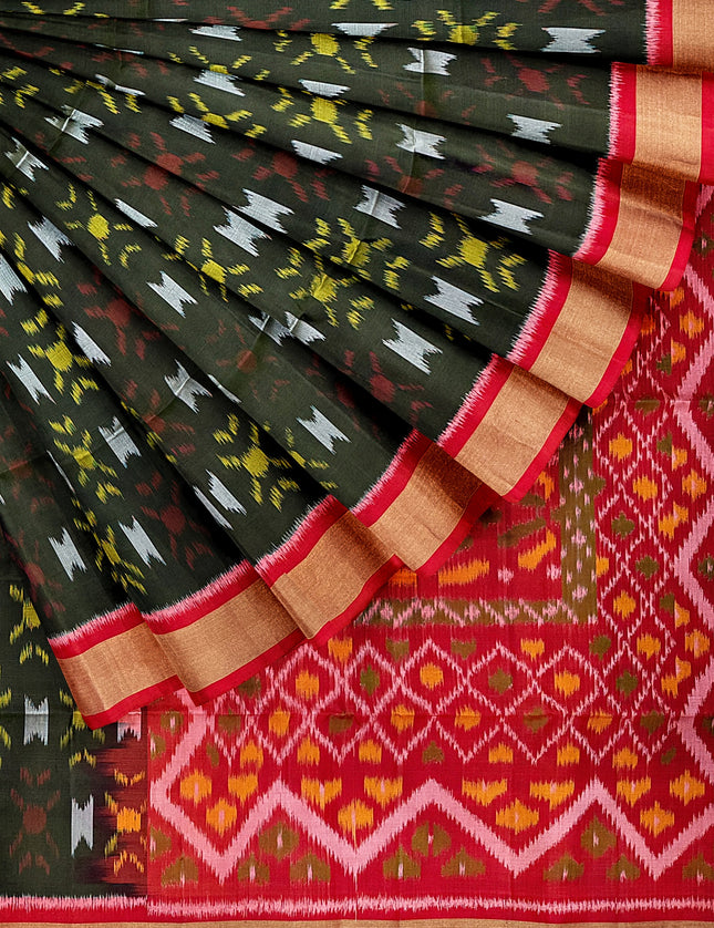 Pure Pochampally Silk Saree 6 Yards with Traditional Ikat Design